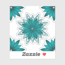 Teal-Blatt-Mandala-Design auf Dunkelcyan