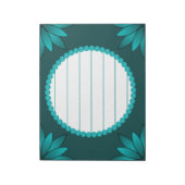 Teal-Blatt-Mandala-Design auf Dunkelcyan Notizblock (Rotiert)