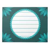Teal-Blatt-Mandala-Design auf Dunkelcyan Notizblock (Vorderseite)