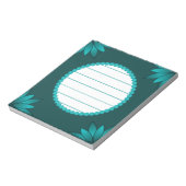 Teal-Blatt-Mandala-Design auf Dunkelcyan Notizblock (Rotiert)