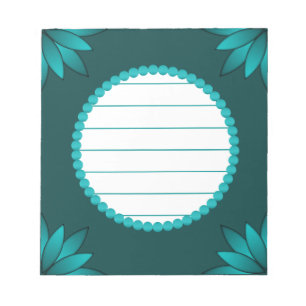 Teal-Blatt-Mandala-Design auf Dunkelcyan Notizblock