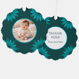 Teal-Blatt-Mandala-Design auf Dunkelcyan Ornament Karte
