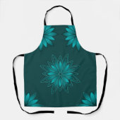 Teal-Blatt-Mandala-Design auf Dunkelcyan Schürze (Vorderseite)