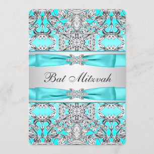 Teal Blaue Bat Mitzwa Einladung
