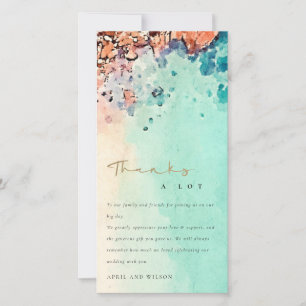 TEAL BLAUER STRAND SANDSTEIN WATERCOLOR HOCHZEIT  DANKESKARTE