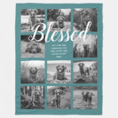 Teal Blessed Photo Collage Blanket Fleecedecke (Vorderseite)