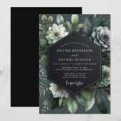 Teal Bloom Hochzeit Einladung (Vorne/Hinten)