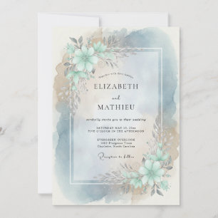 Teal Bloom Hochzeit Einladung