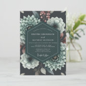 Teal Bloom Romance Hochzeit Einladung (Stehend Vorderseite)