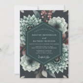 Teal Bloom Romance Wedding Einladung (Vorderseite)