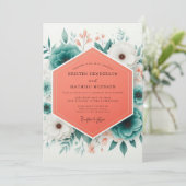 Teal Bloom Romantic Wedding Einladung (Stehend Vorderseite)