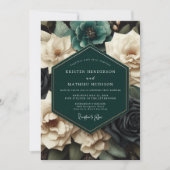 Teal Bloom Romantic Wedding Einladung (Vorderseite)