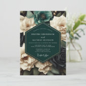 Teal Bloom Romantic Wedding Einladung (Stehend Vorderseite)