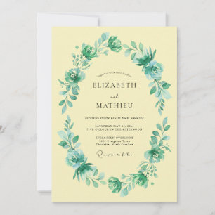 Teal Blossom Oval Romance Hochzeit Einladung