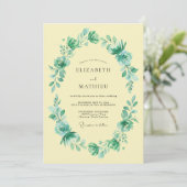 Teal Blossom Oval Romance Hochzeit Einladung (Stehend Vorderseite)