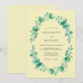Teal Blossom Oval Romance Hochzeit Einladung (Vorne/Hinten)