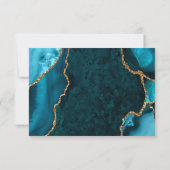 Teal Blue and Gold Agate Marble RSVP Karte (Rückseite)