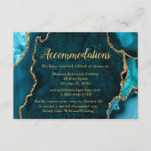 Teal Blue and Gold Agate Wedding Accommodations Begleitkarte (Vorderseite)
