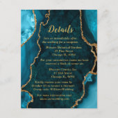 Teal Blue and Gold Agate Wedding Details Begleitkarte (Vorderseite)