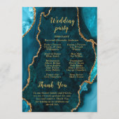 Teal Blue and Gold Agate Wedding Program Programm (Rückseite)