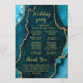 Teal Blue and Gold Agate Wedding Program Programm (Rückseite)