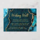 Teal Blue and Gold Agate Wedding Wishing Well Begleitkarte (Vorderseite)