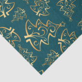 Teal Blue and Gold Elegant Christmas Trees Seidenpapier (Ausschnitt)