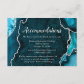 Teal Blue and Silver Agate Wedding Accommodations Begleitkarte (Vorderseite)