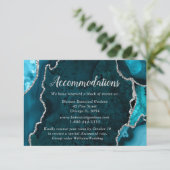 Teal Blue and Silver Agate Wedding Accommodations Begleitkarte (Stehend Vorderseite)