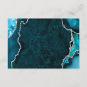 Teal Blue and Silver Agate Wedding Accommodations Begleitkarte (Rückseite)