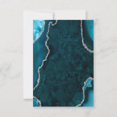 Teal Blue and Silver Agate Wedding Meal Choice RSVP Karte (Rückseite)