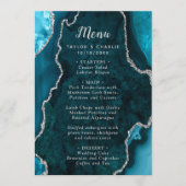Teal Blue and Silver Agate Wedding Menu Menükarte (Vorderseite)