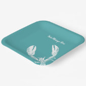 Teal Blue and White Lobster Personalized Pappteller (Gewinkelt)