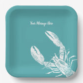 Teal Blue and White Lobster Personalized Pappteller (Vorderseite)