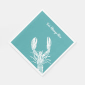 Teal Blue and White Lobster Personalized Serviette (Ecke)