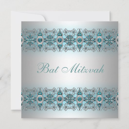 Teal Blue Bat Mitzvah Einladung (Vorderseite)
