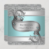 Teal Blue Bat Mitzvah Einladung (Vorne/Hinten)