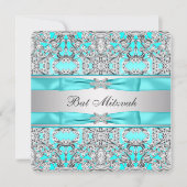 Teal Blue Bat Mitzvah Einladung (Vorderseite)