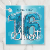 Teal Blue Diamond Gemstone Sweet 16 Birthday Party Geschenkanhänger (Vorderseite)