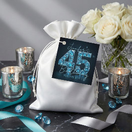 Teal Blue Diamonds Glam 45th Birthday Party Geschenkanhänger