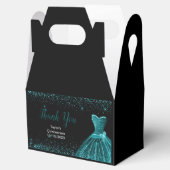 Teal Blue Dress Faux Glitter Quinceanera Geschenkschachtel (Geöffnet)