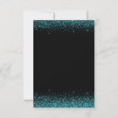 Teal Blue Dress Faux Glitter Quinceanera RSVP Karte (Rückseite)