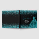 Teal Blue Dress Faux Glitter Sweet 16 Birthday Gästebuch (Voll)