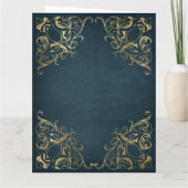 Teal Blue Faux Gold Ornate Border Merry Christmas Karte (Rückseite)