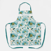 Teal Blue Floral Mama's Kitchen Schürze (Vorderseite)