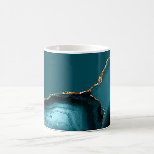Teal Blue Gold Agate Kaffeetasse (Mittel)