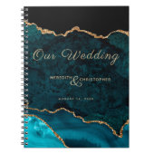 Teal Blue Gold Glitter Agate Our Wedding Notebook Notizblock (Vorderseite)