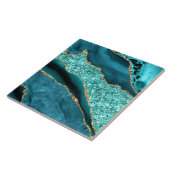 Teal Blue Gold Glitter Marble Ceramic Tile Fliese (Seite)