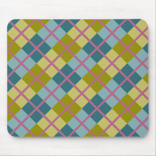 Teal Blue Gold Yellow Magenta Pattern Mousepad