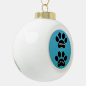 Teal Blue Gradient Paw Print Remembrance Keramik Kugel-Ornament (Links)